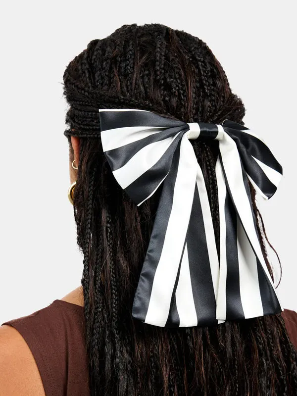Silk Bow Barrette: Stripes