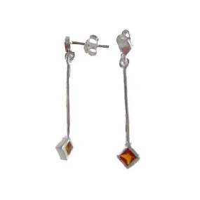 Silver and Garnet Drop Earrings