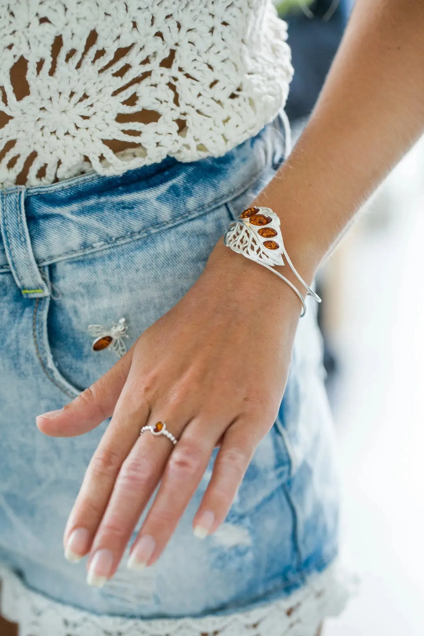 Silver Leaf Statement Arm Cuff