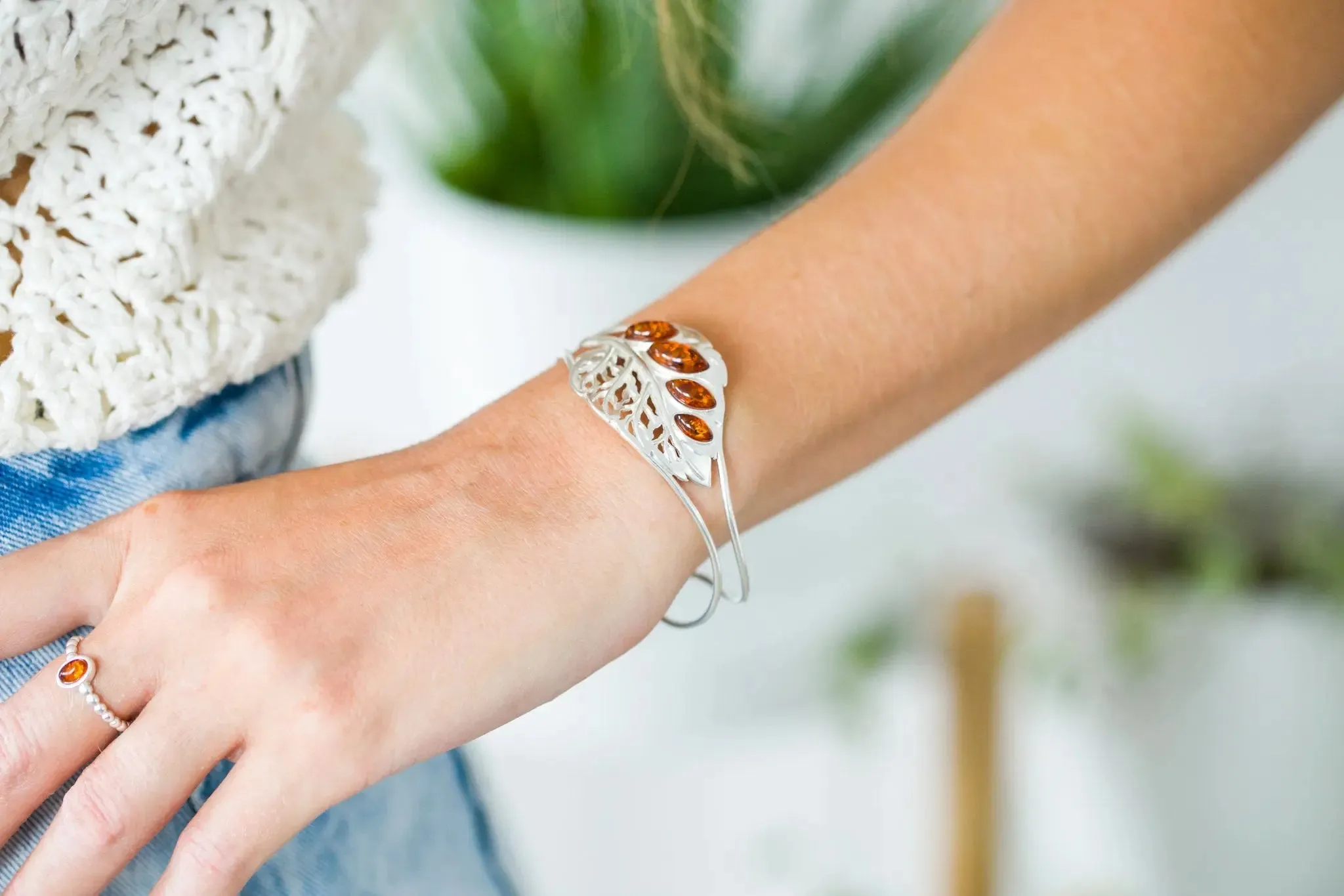 Silver Leaf Statement Arm Cuff