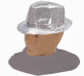 Silver Sequin Fedora Hat