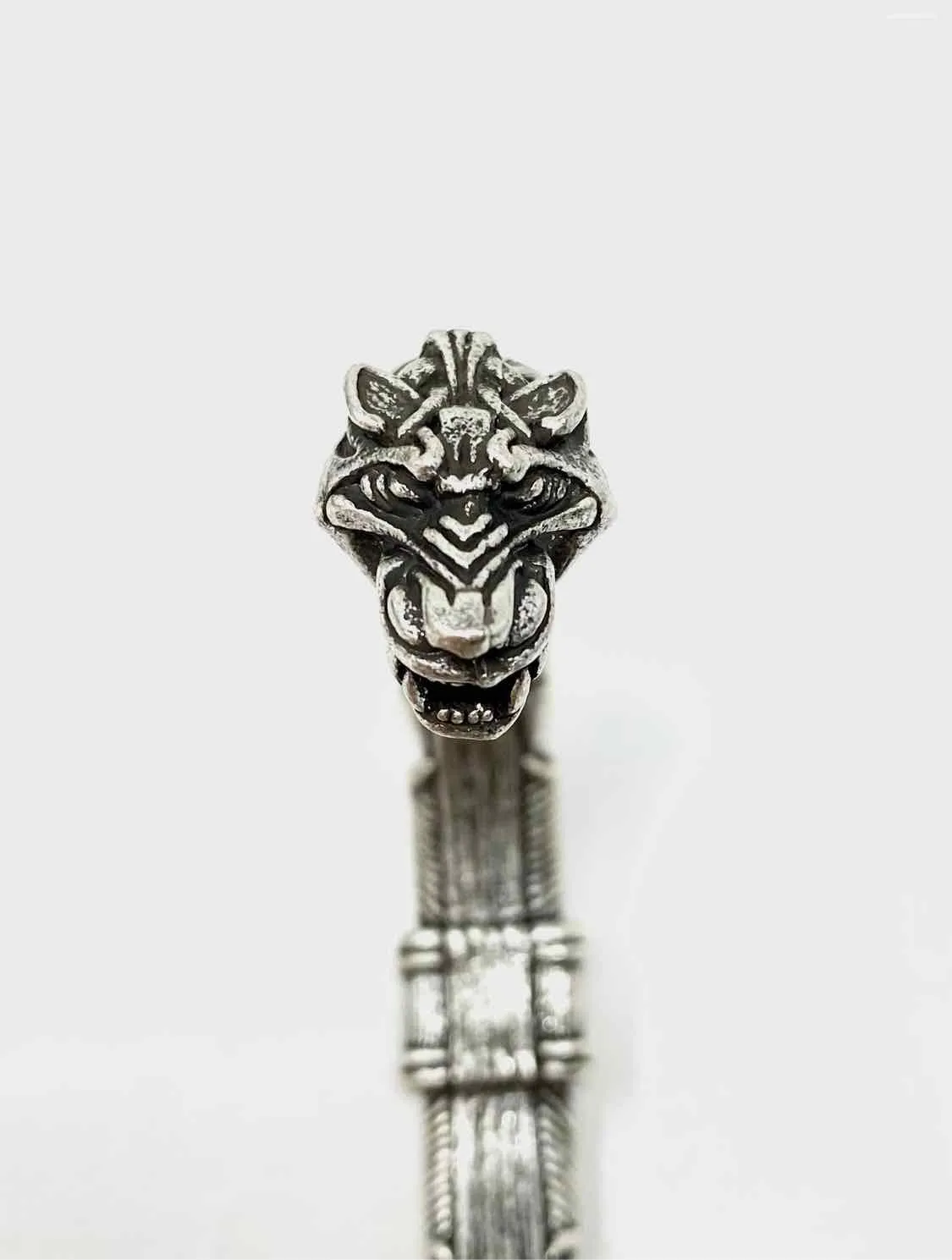 Silver-tone Cuff Dragon Bracelet
