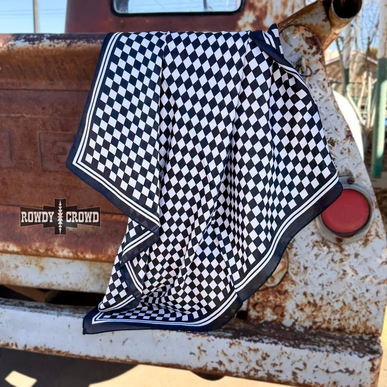 SMALL Black Checkered Out Wild Rag/Scarf