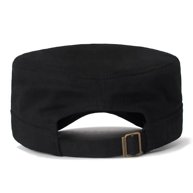 Solid Color Military Caps Men Summer Outdoor Hat Adjustable  Army Cap Small Iron Design Simple Flat Top Cap