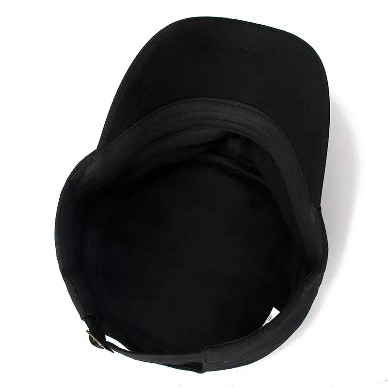 Solid Color Military Caps Men Summer Outdoor Hat Adjustable  Army Cap Small Iron Design Simple Flat Top Cap