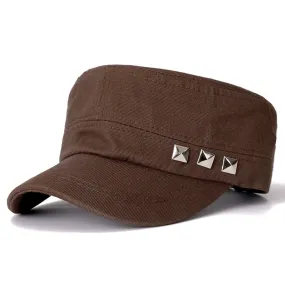Solid Color Military Caps Men Summer Outdoor Hat Adjustable  Army Cap Small Iron Design Simple Flat Top Cap