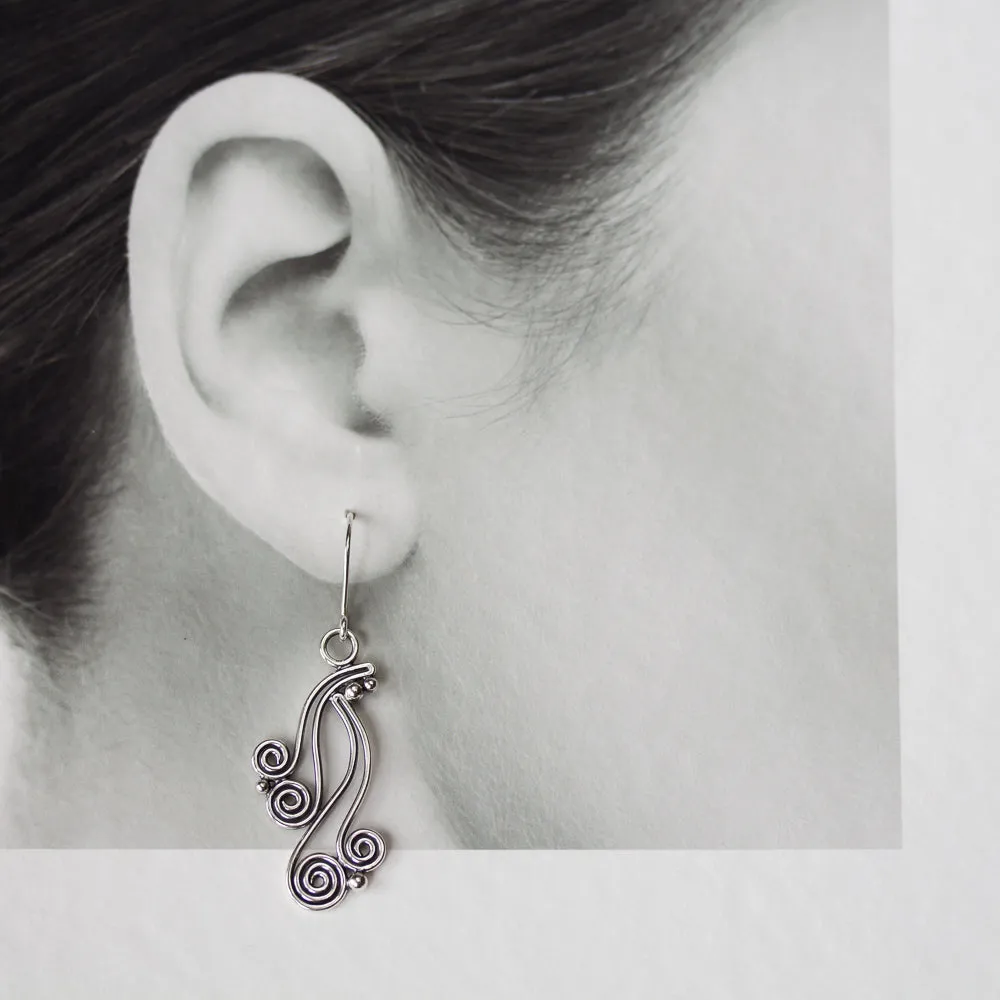 Spiral Waterfall Dangle Earrings, Sterling Silver