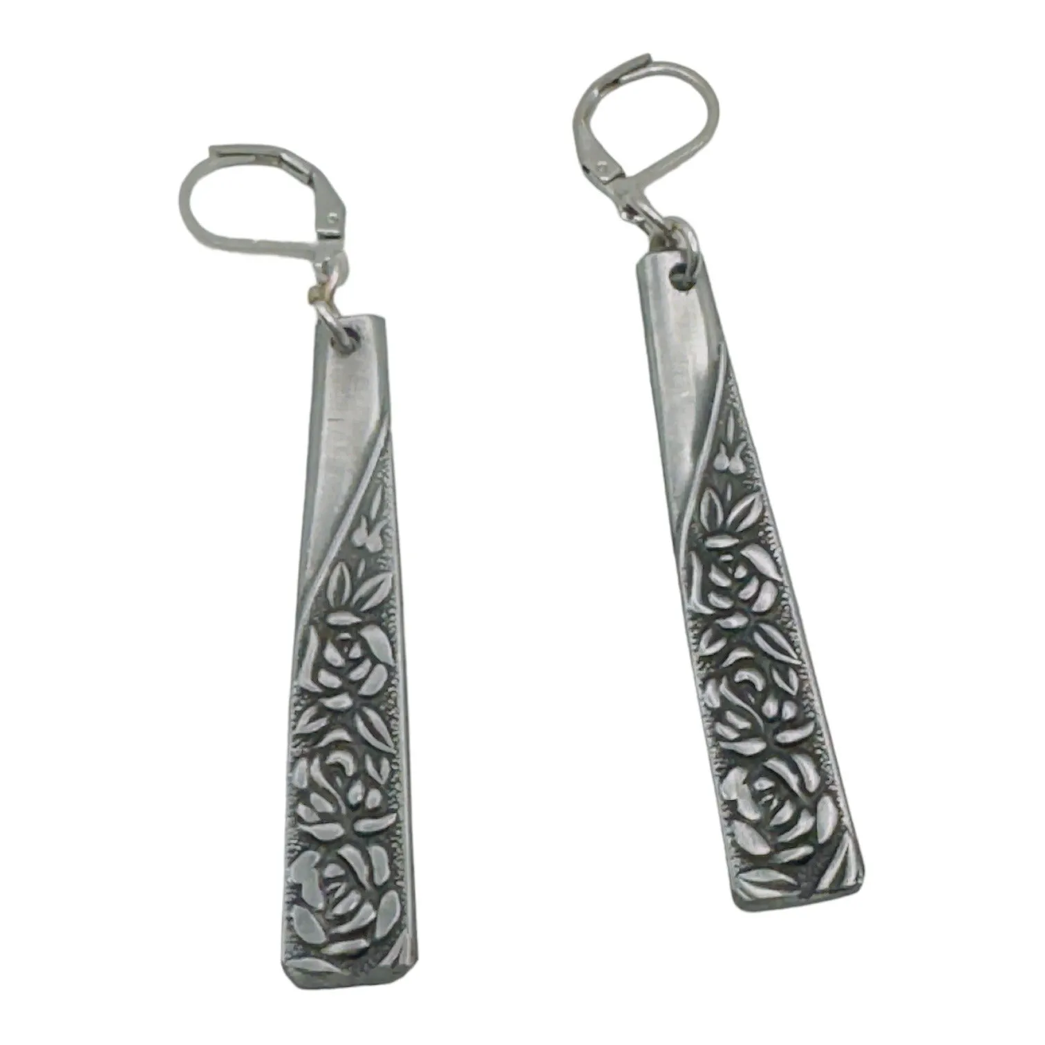 Spoon Earrings Made of Japan National Stainless Steel Silverware Antique Roses