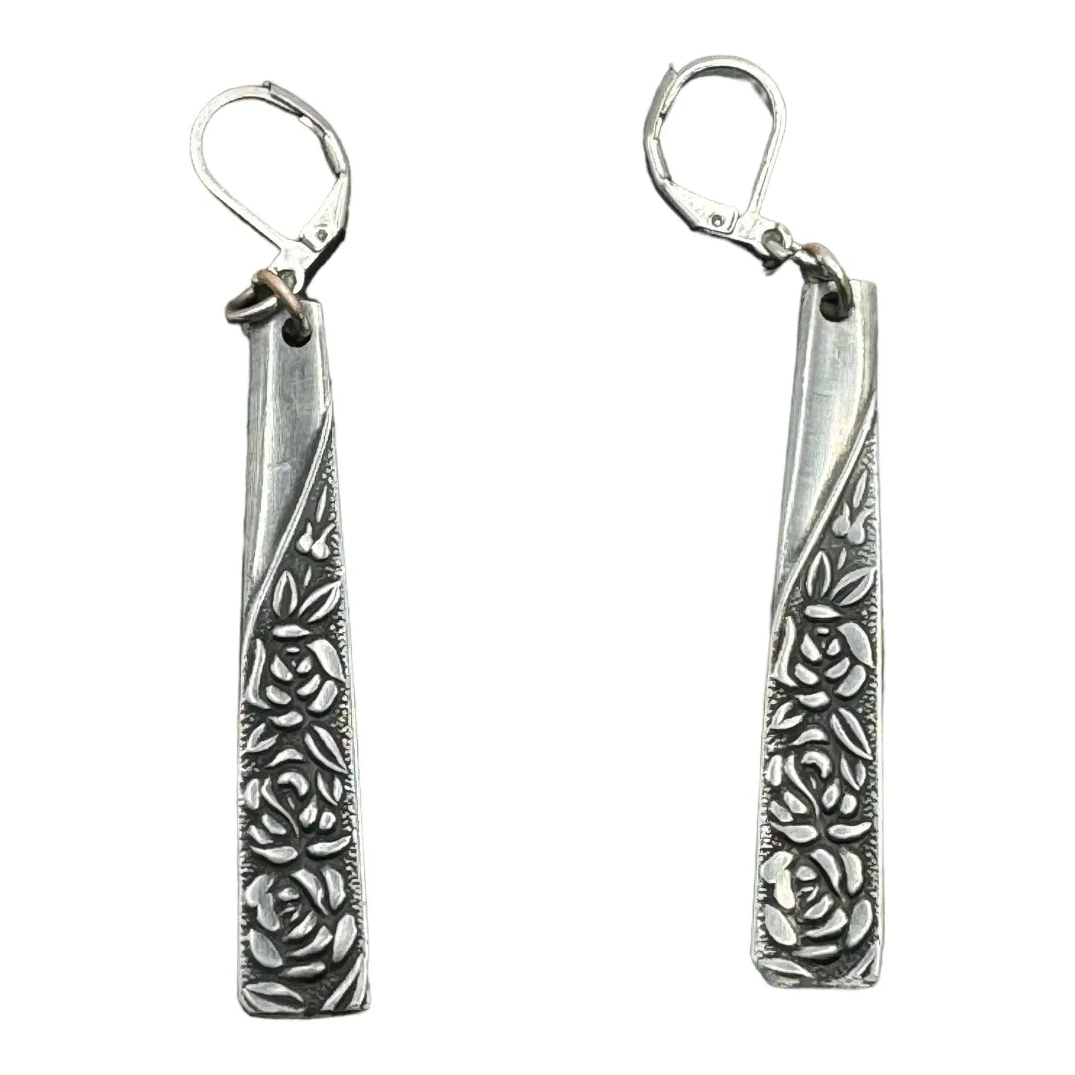 Spoon Earrings Made of Japan National Stainless Steel Silverware Antique Roses