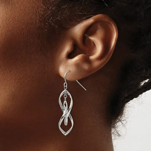 Stainless Steel Polished Twisted Shepherd Hook Dangle Earrings