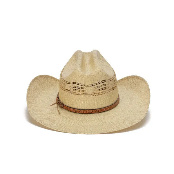 Stampede Hats - Beige 50X Bangora Cowboy Hat with Studded Wrapped Leather Trim