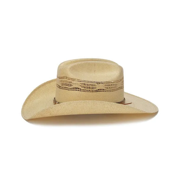 Stampede Hats - Beige 50X Bangora Cowboy Hat with Studded Wrapped Leather Trim