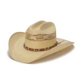 Stampede Hats - Beige 50X Bangora Cowboy Hat with Studded Wrapped Leather Trim