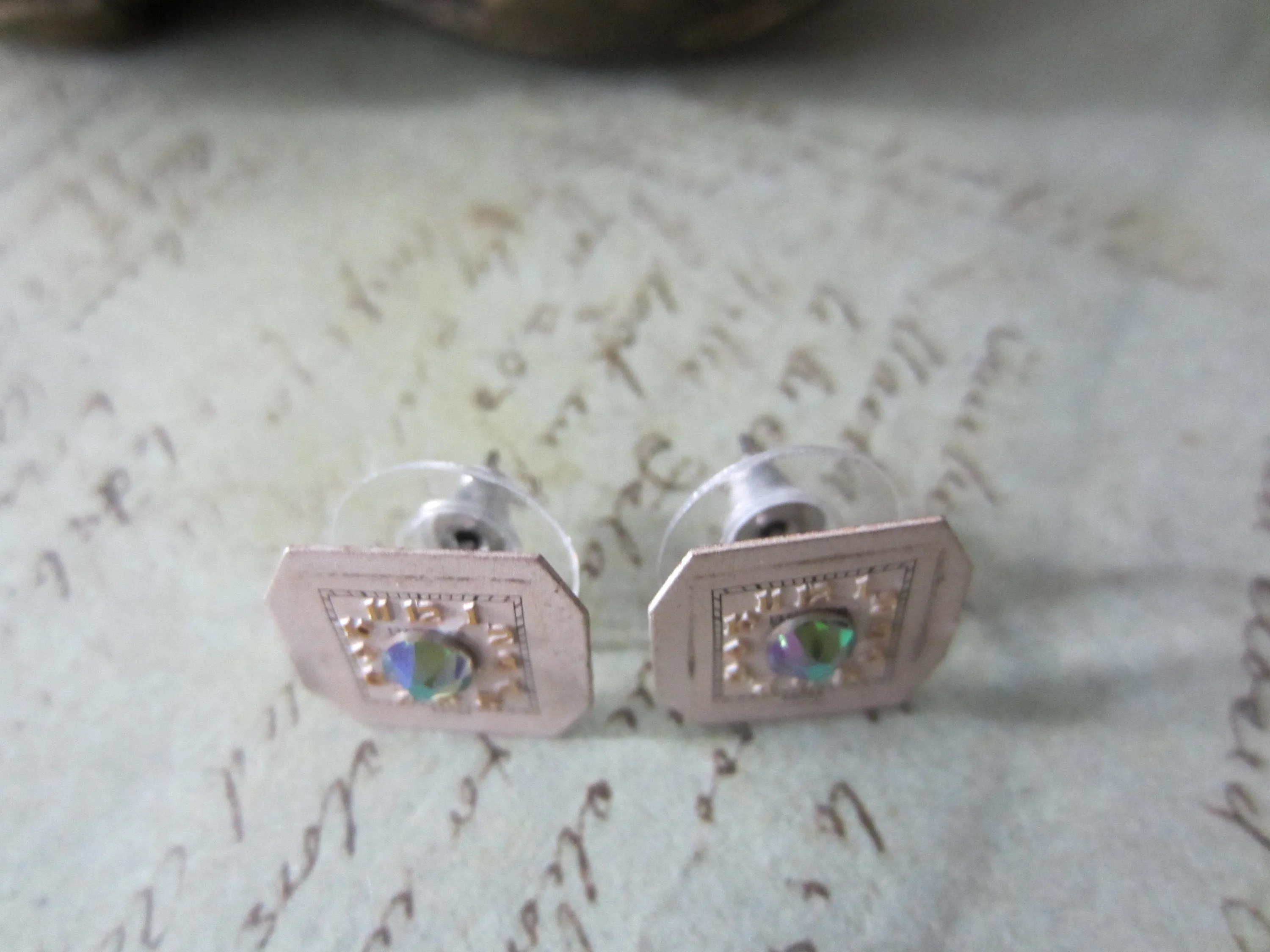 Steampunk Studd Earrings with vintage Watch Dials, Faces Steampunk Earrings , Steampunk jewelry Swarovski Crystal Borealis   Birthday gift