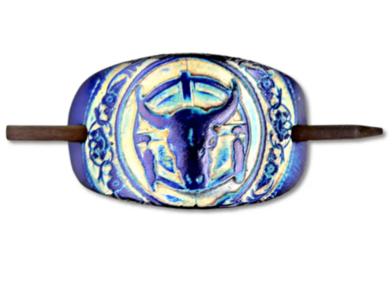 Steer Head Leather Hair Barrette