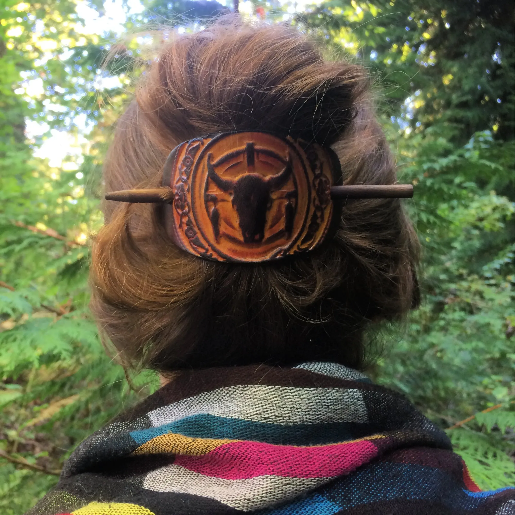 Steer Head Leather Hair Barrette