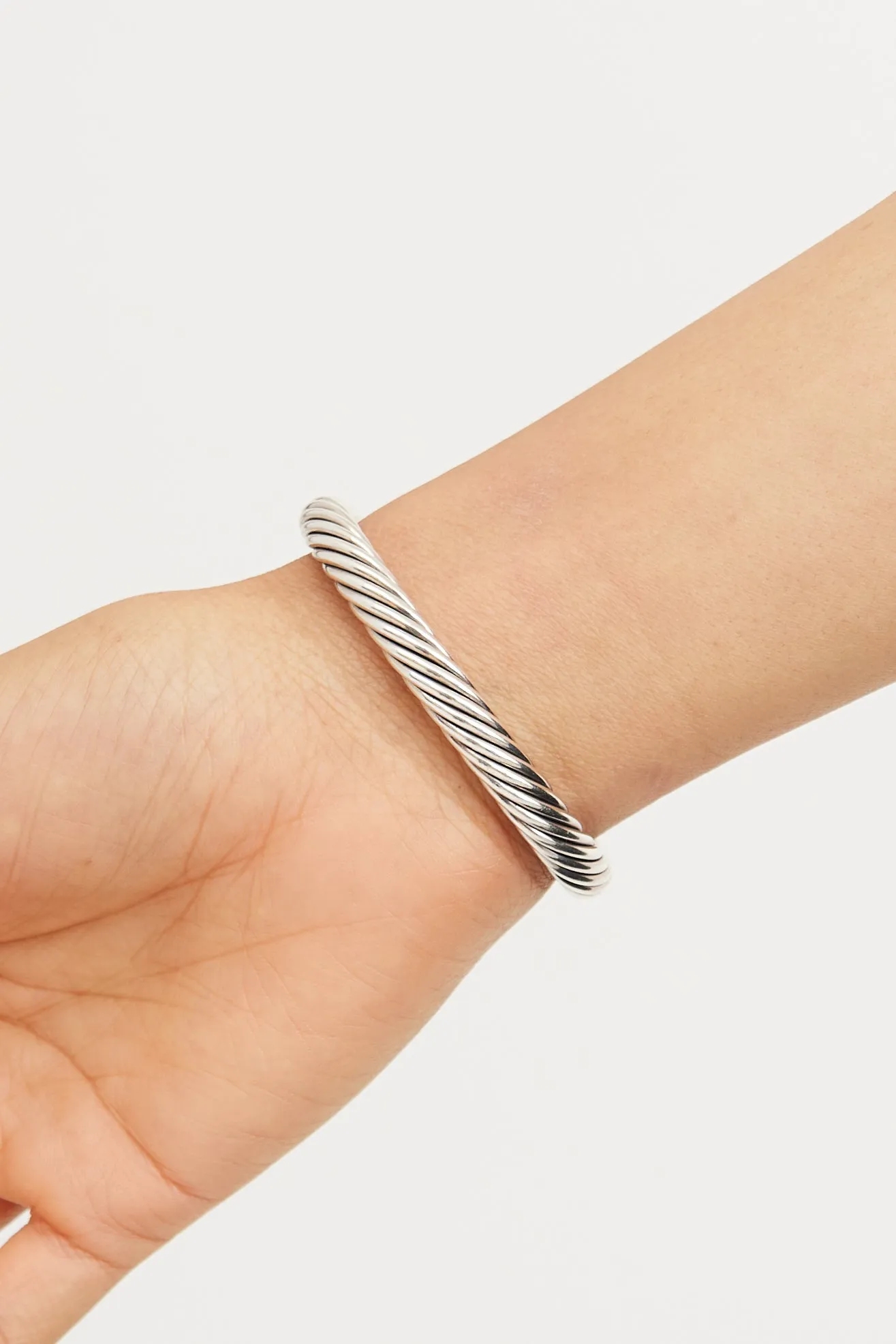 Sterling Silver 14K Gold Prasiolite Cable Cuff