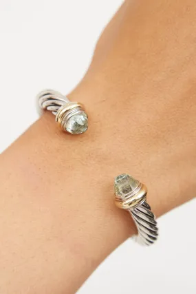 Sterling Silver 14K Gold Prasiolite Cable Cuff