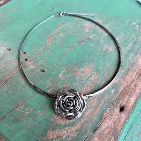 Sterling Silver Rose Pendant Necklace