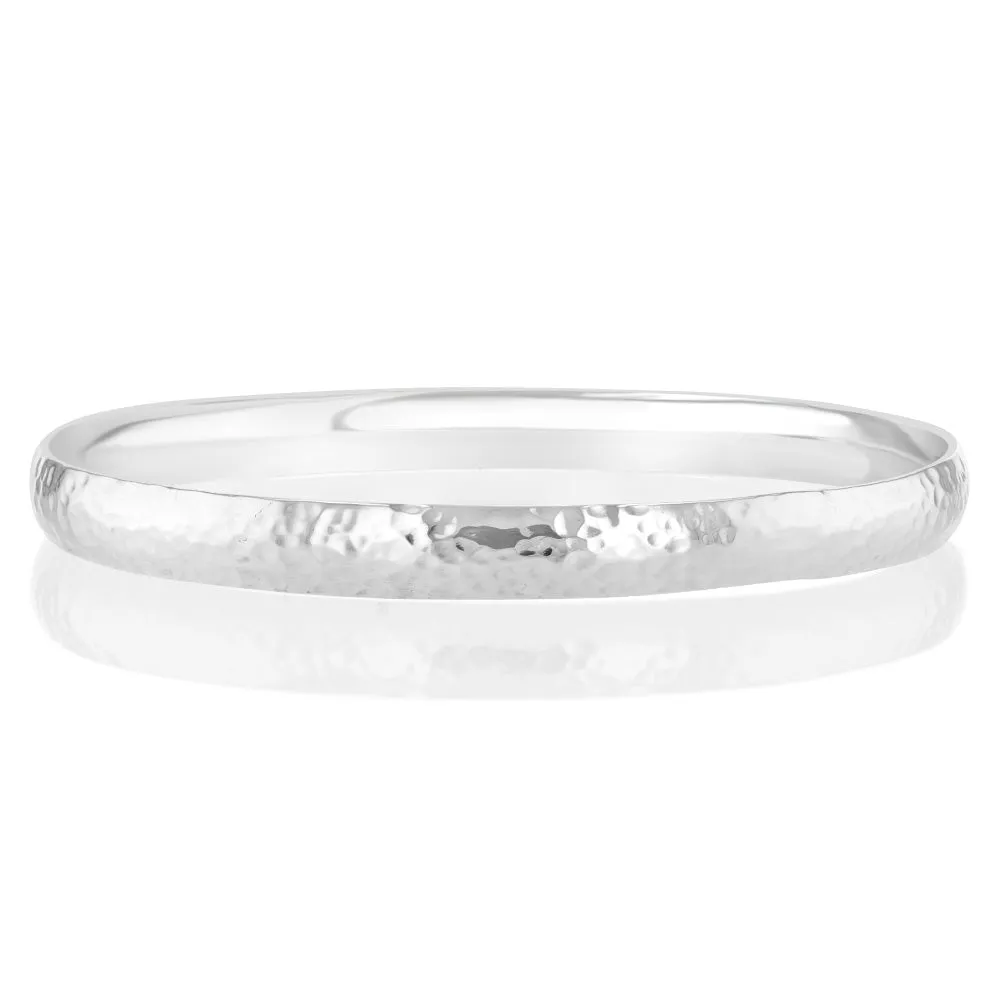 Sterling Silver Textured 6.6mm Wide 65mm Bangle