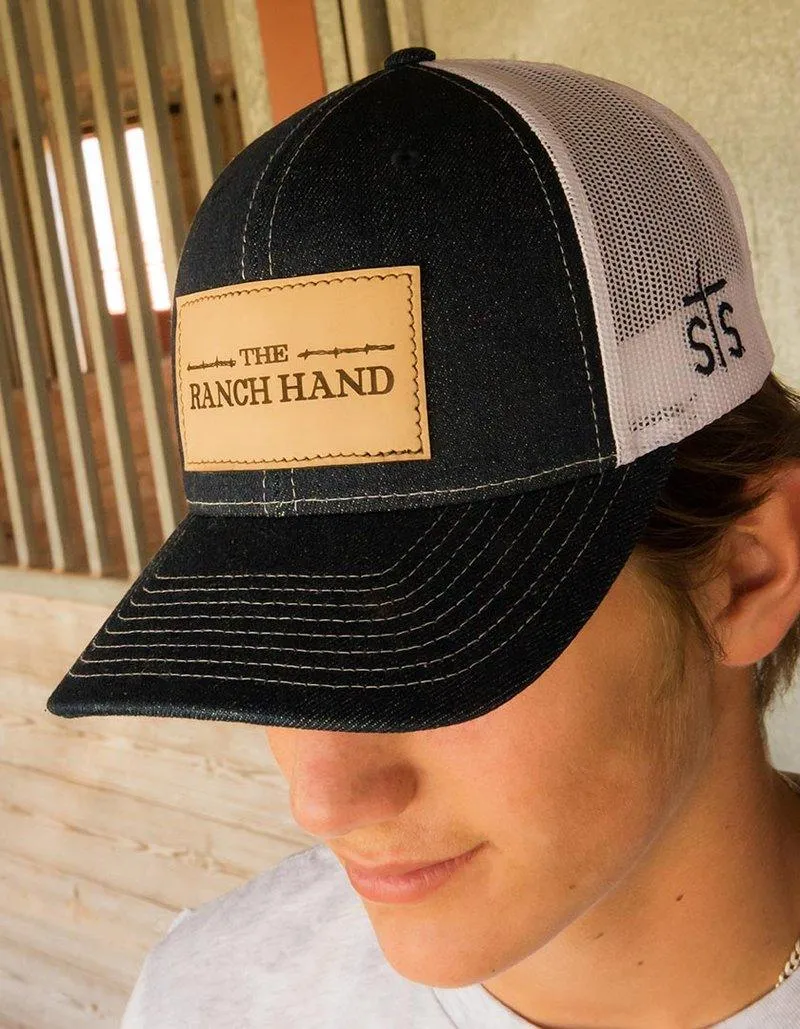 STS Ranchwear Men's The Ranch Hand Denim/White Mesh Ball Cap STS2212DNWHP