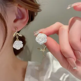 Sweet Resin White Flower Dangle Earrings