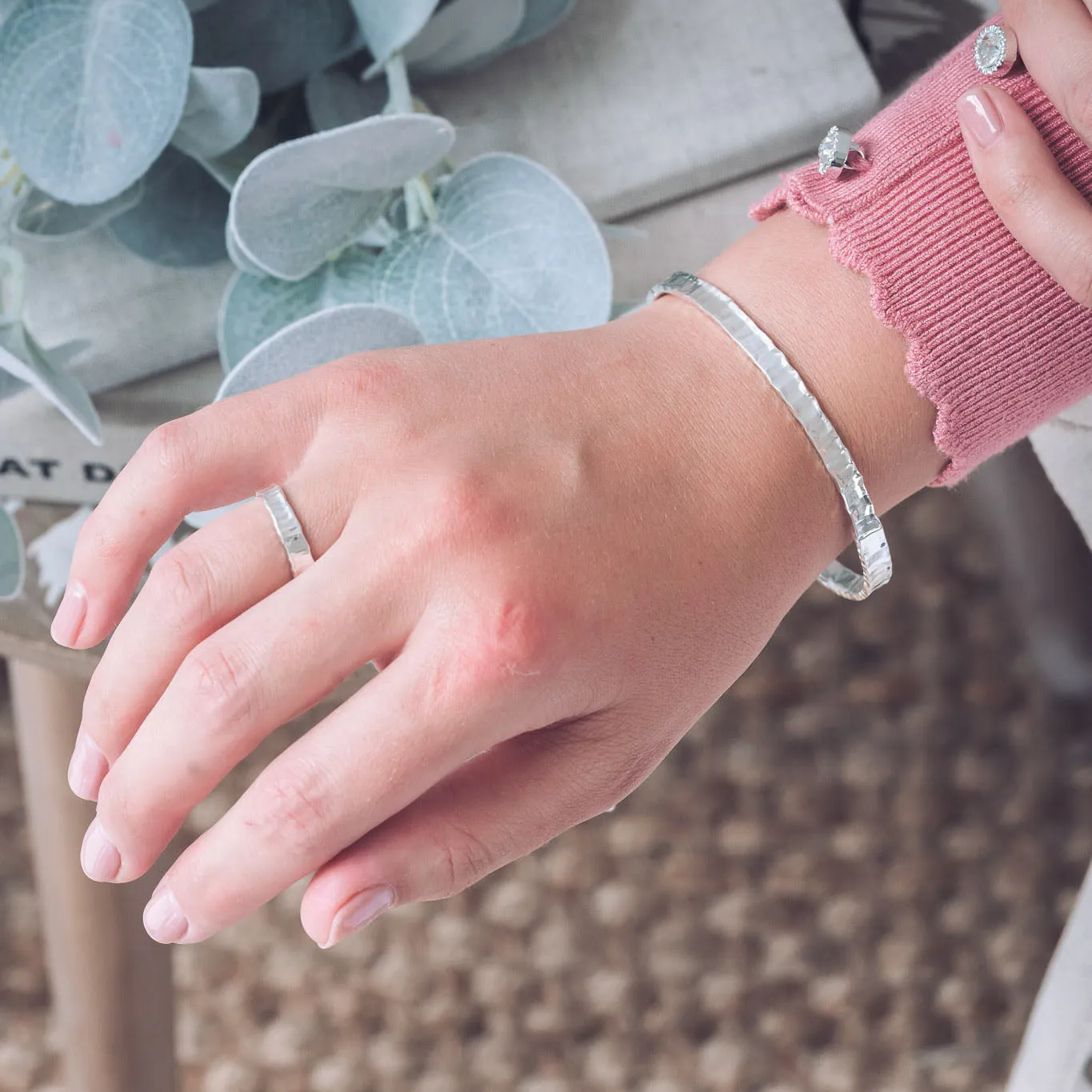 Tabby Silver Bangle