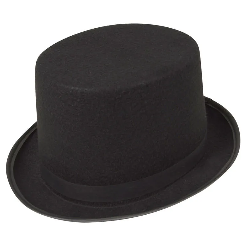 Tall Black Felt Top Hat