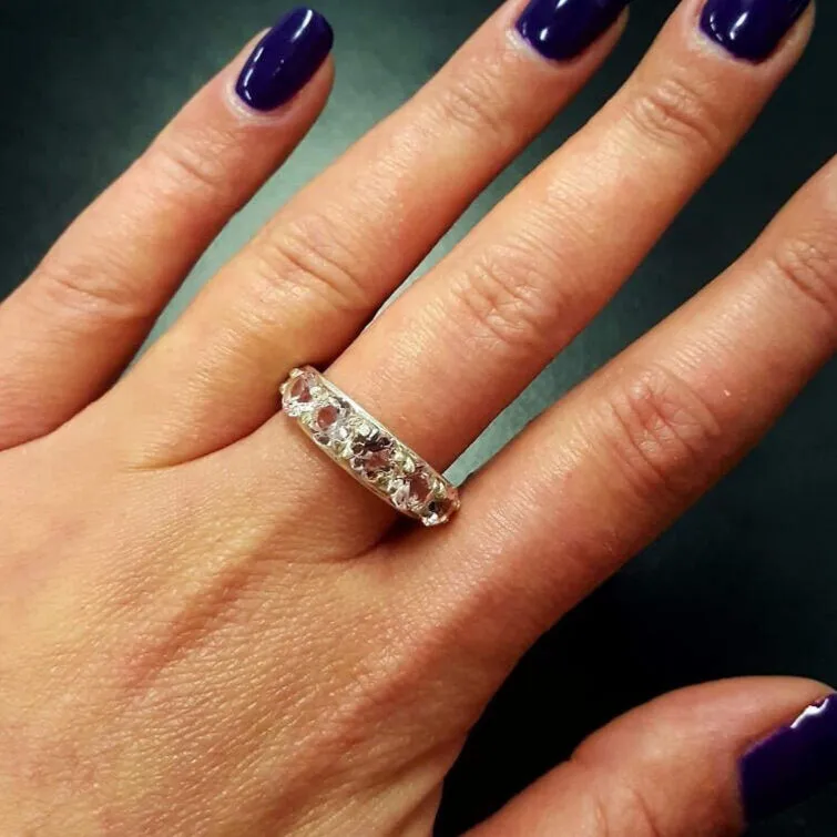 Thick Mutistone Band - Wide Birthstone Band, Peridot Amethyst Citrine Ring