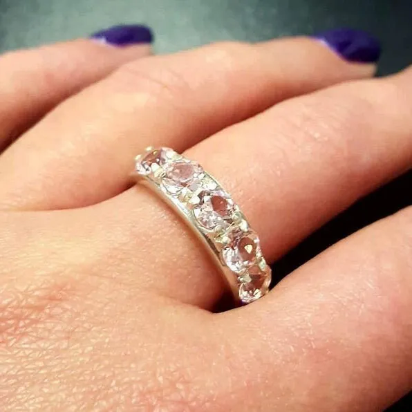 Thick Mutistone Band - Wide Birthstone Band, Peridot Amethyst Citrine Ring