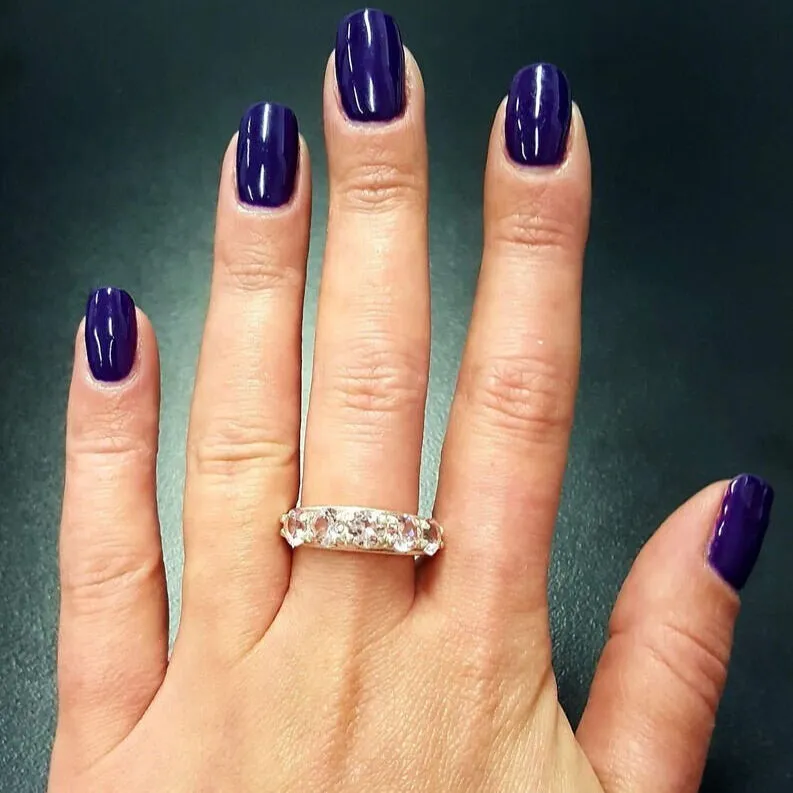 Thick Mutistone Band - Wide Birthstone Band, Peridot Amethyst Citrine Ring