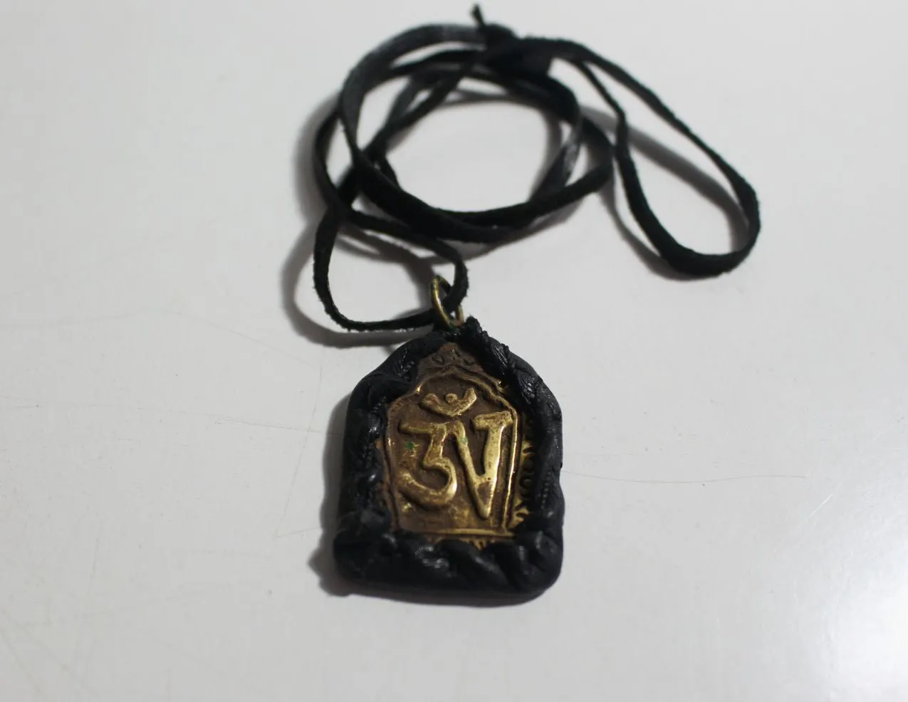 Tibetan Om Brass Pendant Necklace