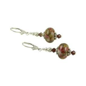 Tiffany Style Ruby Lampwork Earrings