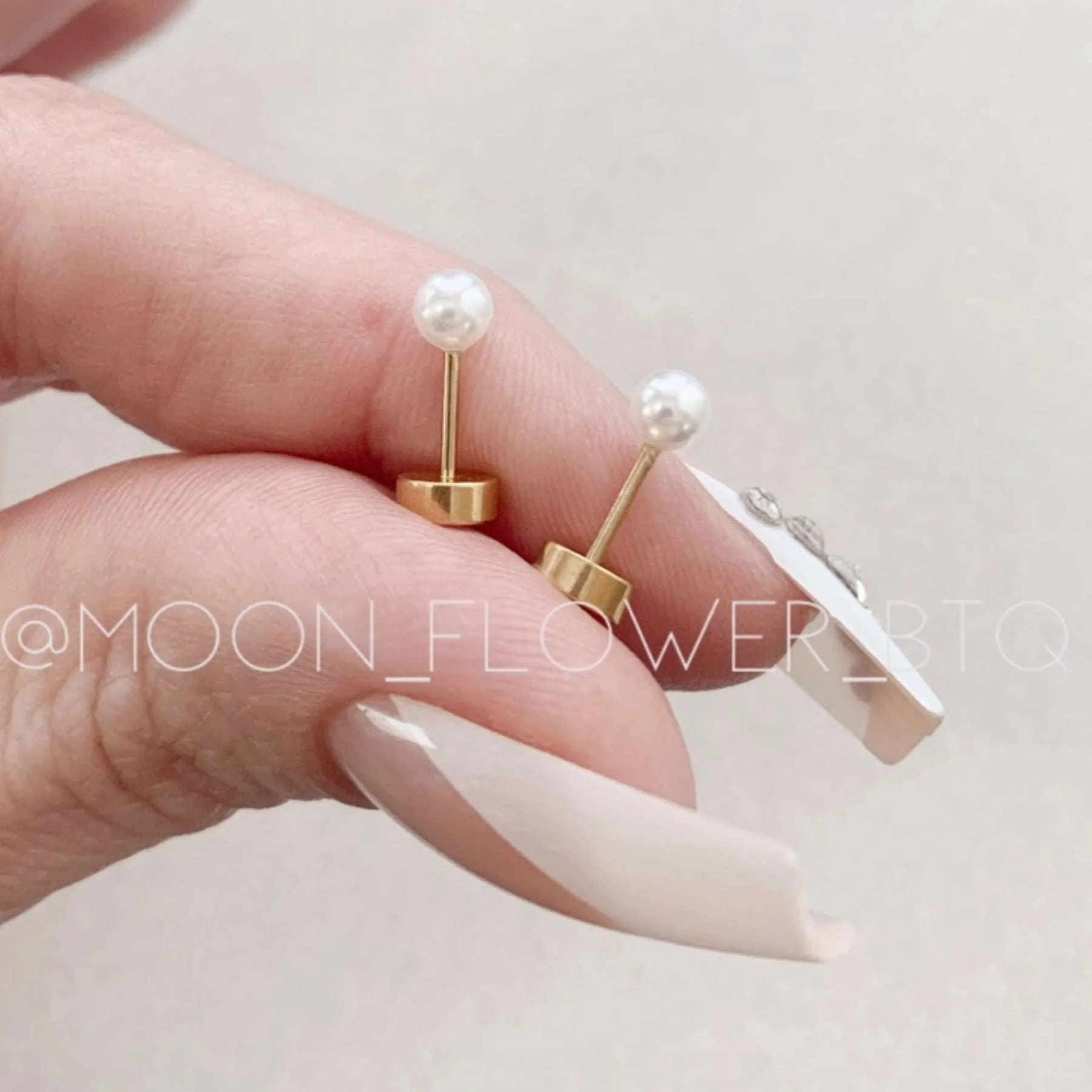 Tiny Gold 4mm Pearl Earrings