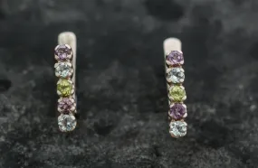 Topaz Earrings - Colorful Bar Earrings - Vintage Vertical Earrings