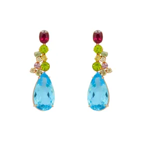 Topaz Rhodolite Garnet and Peridot Earrings