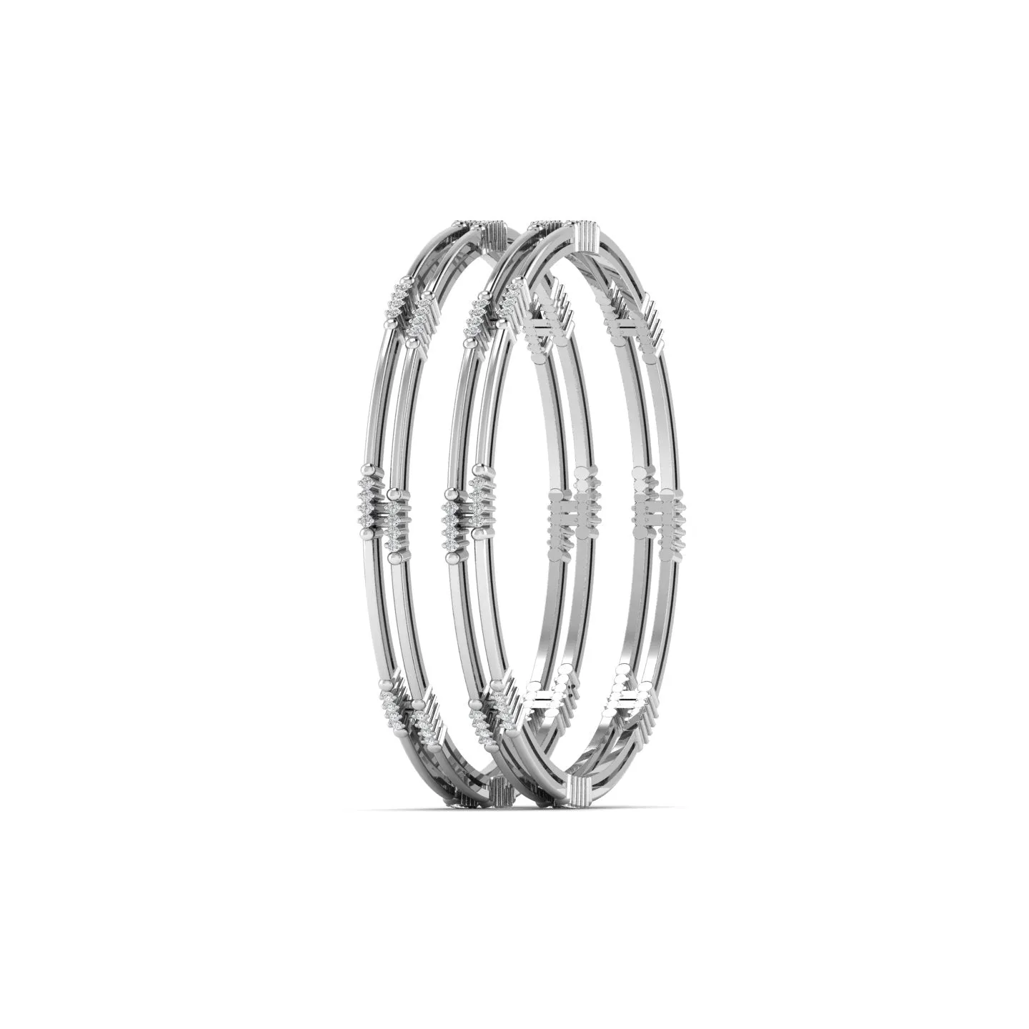 Two Layer Design Silver Bangle