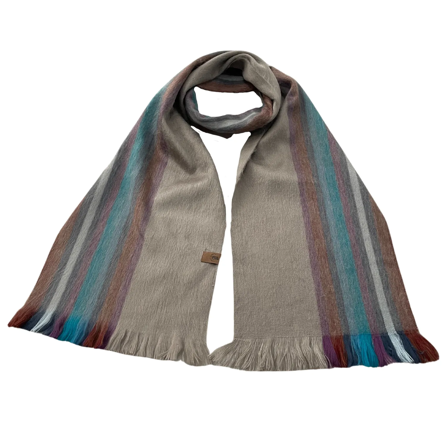 Unique Soft Cozy Alpaca Wool Scarf With Fringe