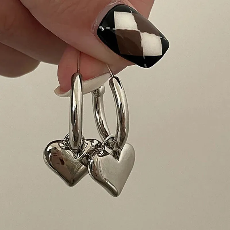 VAIGE Radiant Love Heart Dangle Hoop Earrings in Gold and Silver