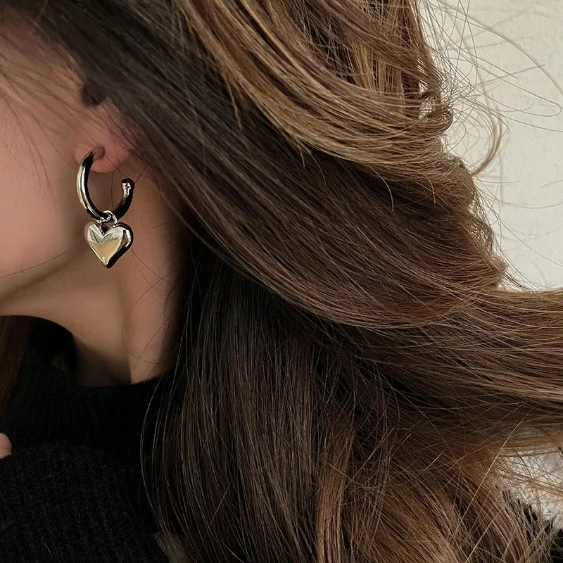 VAIGE Radiant Love Heart Dangle Hoop Earrings in Gold and Silver