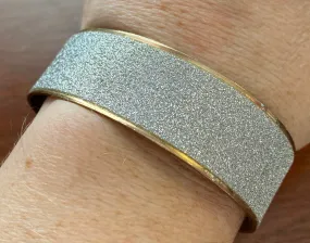 Vintage Brass Silver Glitter Cuff Bracelet
