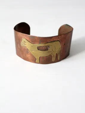 vintage copper cuff with brass