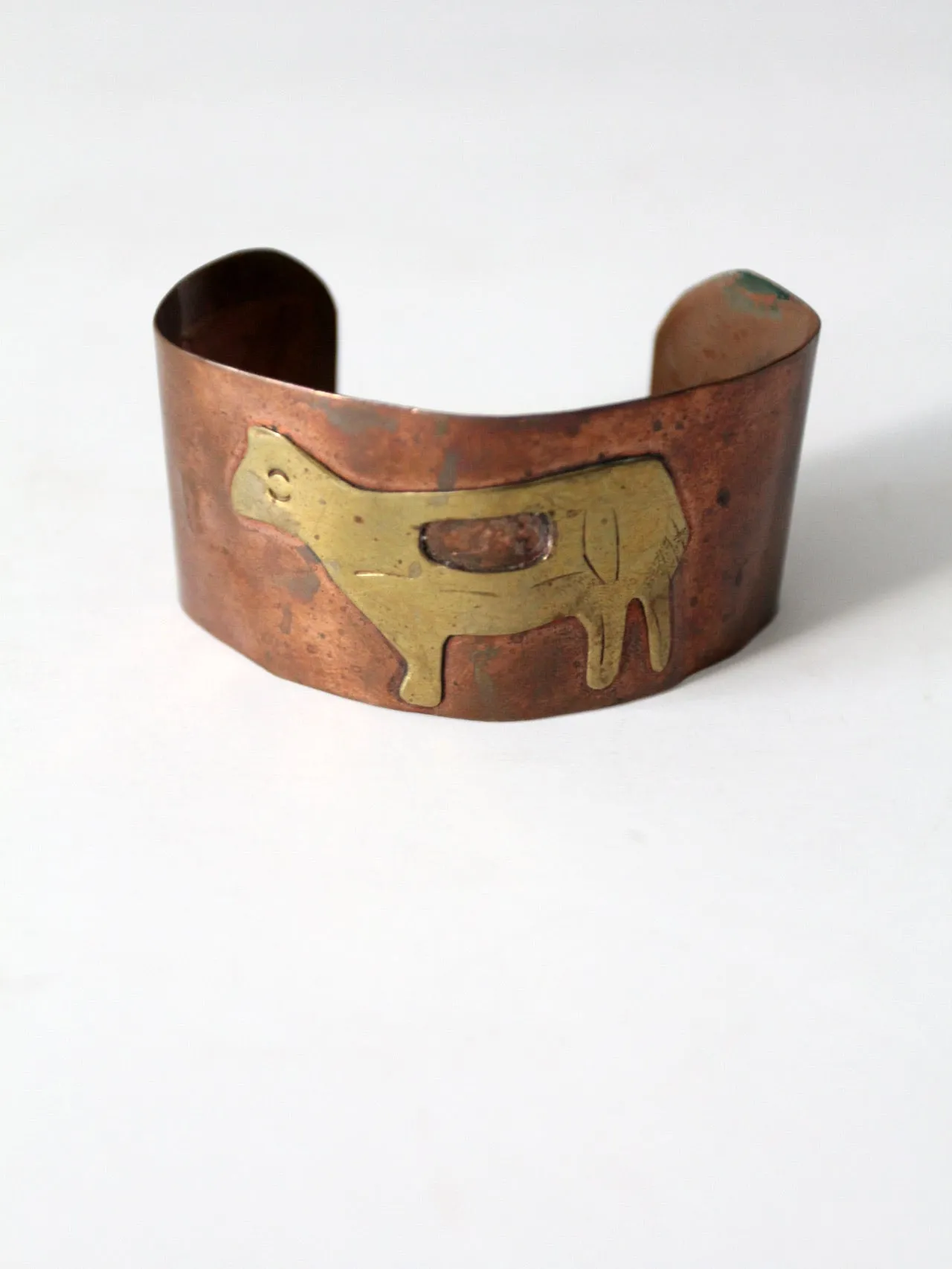 vintage copper cuff with brass