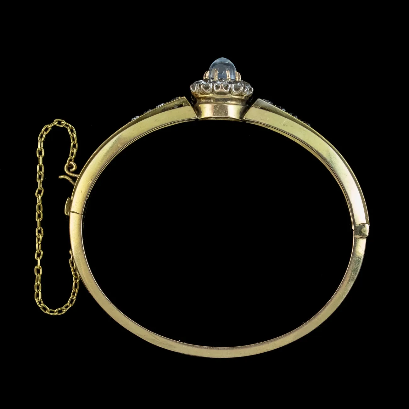 Vintage Moonstone Diamond Bangle 14ct Gold 2.8ct Of Diamond