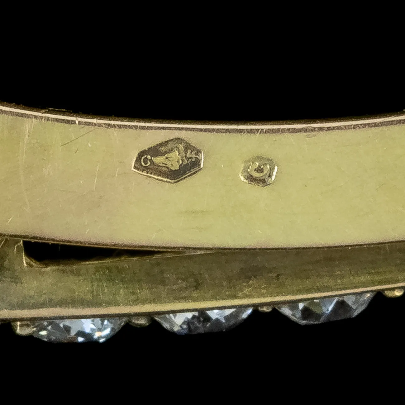 Vintage Moonstone Diamond Bangle 14ct Gold 2.8ct Of Diamond