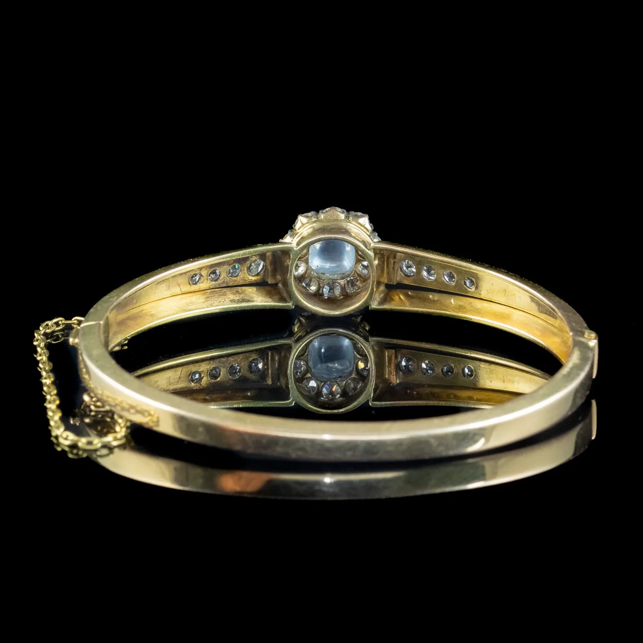 Vintage Moonstone Diamond Bangle 14ct Gold 2.8ct Of Diamond