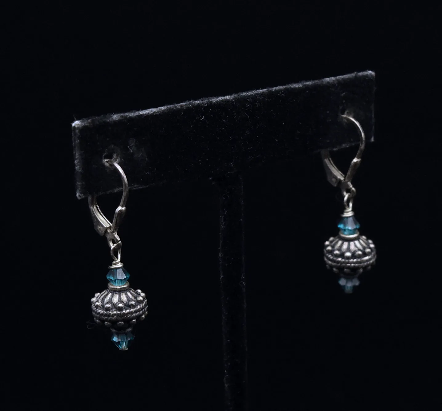 Vintage Sterling Silver Beaded Dangle Earrings