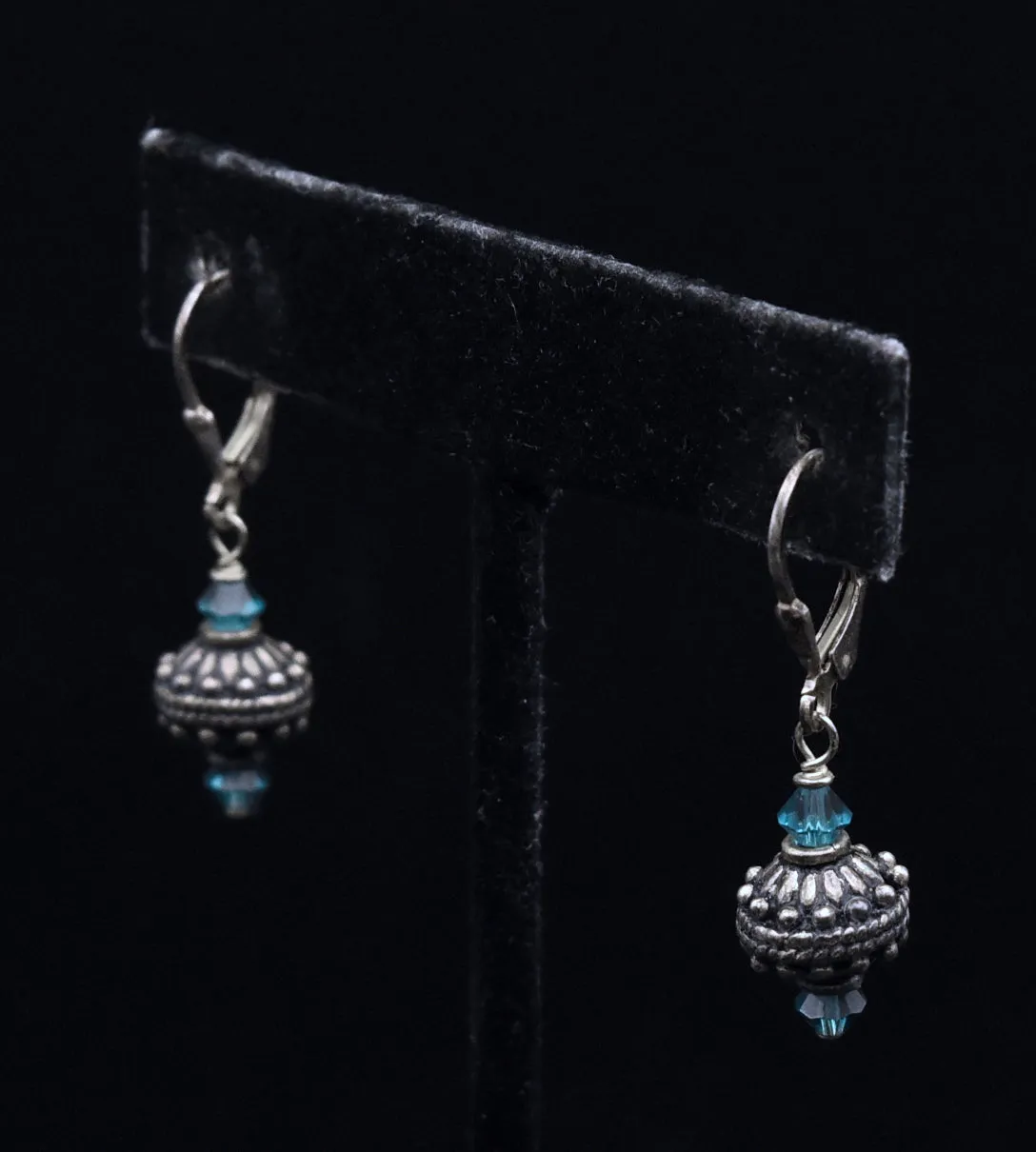 Vintage Sterling Silver Beaded Dangle Earrings