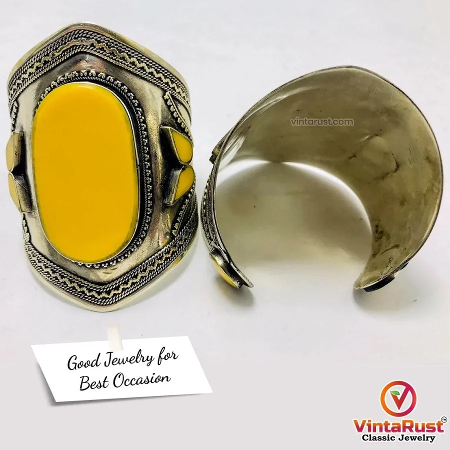 Vintage Tribal Cuff With Big Stones Bracelets