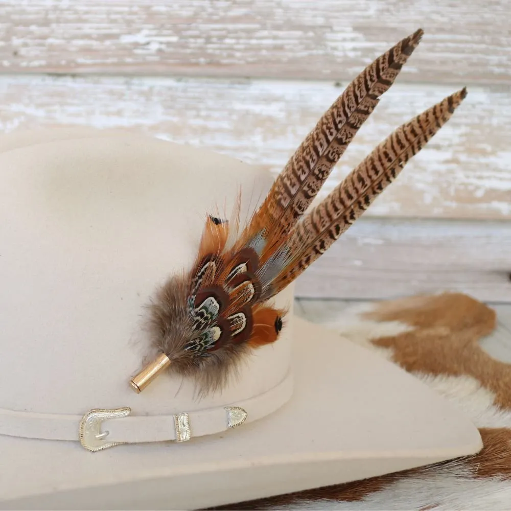 Western Feather Hat Pin Natural